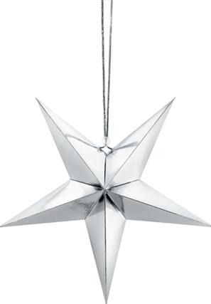 Yll dekorativ prej letre Paper Star, 30 cm, argjendtë