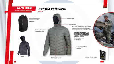 Xhaketë e mbushur Lahti Pro me kapuç, e lehtë, jeshile, XL