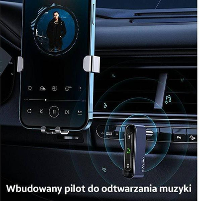 Marrës audio Bluetooth për makinë USAMS 3.5DC, AUX 3.5 mm, USB C, blu i errët
