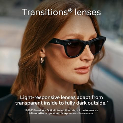 Syze inteligjente Ray-Ban Meta Wayfarer Gen 1, Bluetooth Wi-Fi, xhama Transitions, mat të zeza