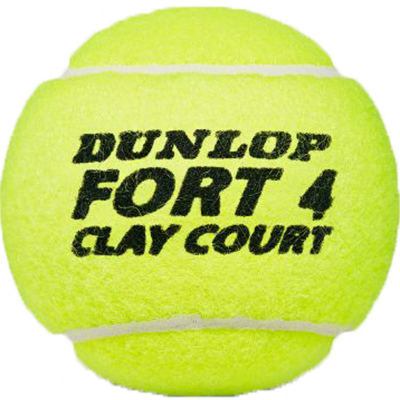 Topa tenisi Dunlop Fort Clay Court, 4 copë, të verdha