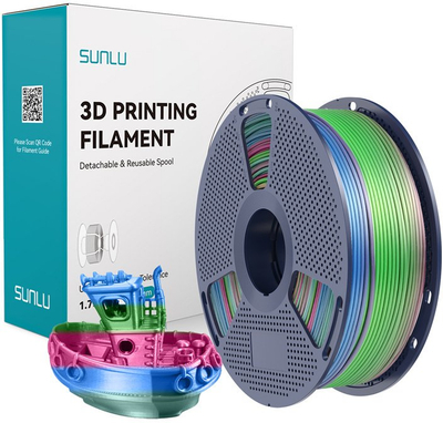 Filament Sunlu PLA+ Silk Rainbow 06, 1.75mm, 1kg, shumëngjyrësh