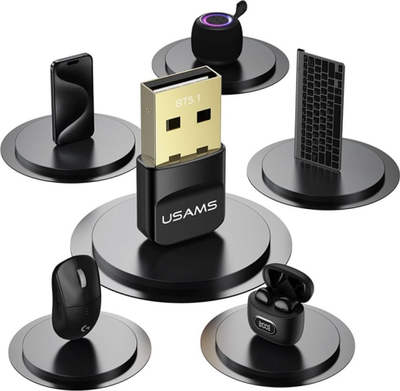 USB Блутут адаптер Usams ZB321, 5.1, предавател и приемник, црн