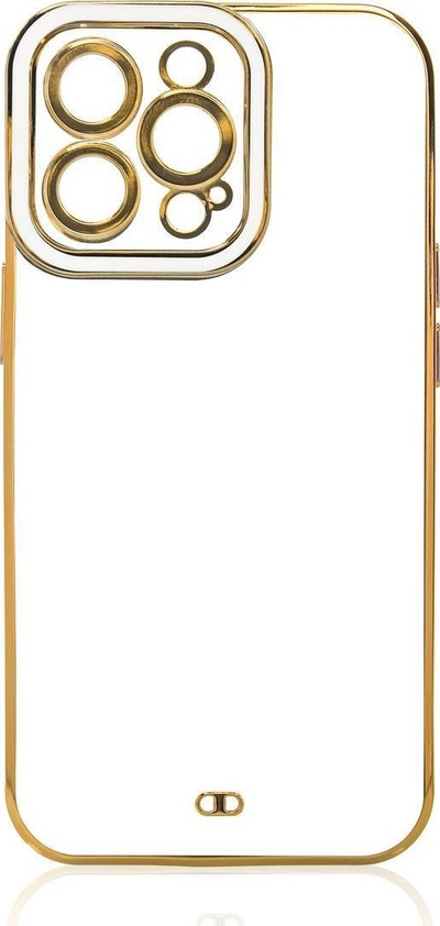 Mbështjellës telefoni Hurtel Fashion Case për Samsung Galaxy A12 5G, xhel transparent, kornizë me ngjyrë ari, i bardhë
