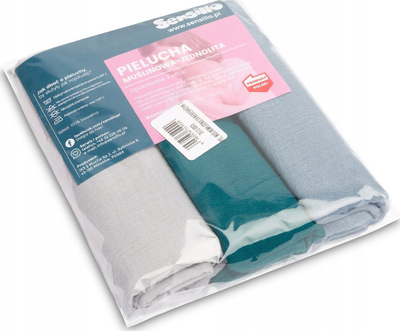 Pelena museline Sweet Baby Uniform, 60x80 cm, set 3 copë, blu