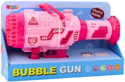 Pistolë flluskash elektrike Large Bubble Gun, 64 vrima, LED, e rozë
