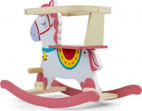 Лулкачки коњ Milly Mally Lucky 12, од дрво, за деца, розов