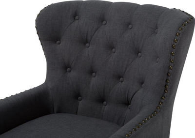 Karrige kolltuk VIBORG II, stil wingback, me stof, gri e errët