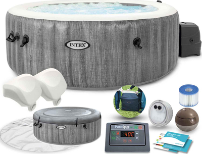Vaskë SPA për kopsht Intex PureSpa Greywood Deluxe 28440, diametër 196 cm, lartësi 71 cm, gri
