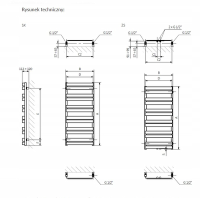 Radiator banjoje Terma Warp T Cotonn, 915x500 mm, për sistem uji ose elektrik, i zi mat