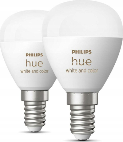 Llambë inteligjente Philips Hue White and Color Ambiance E14, 5.1W 470lm, Bluetooth, set 2 copë