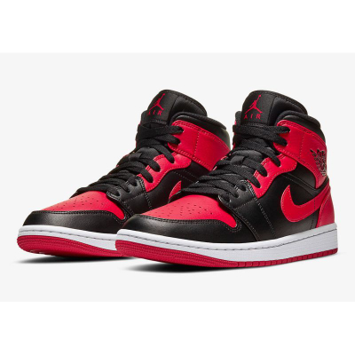 Патики Nike Air Jordan 1 Mid Banned 2020, кожа, црвено и црно