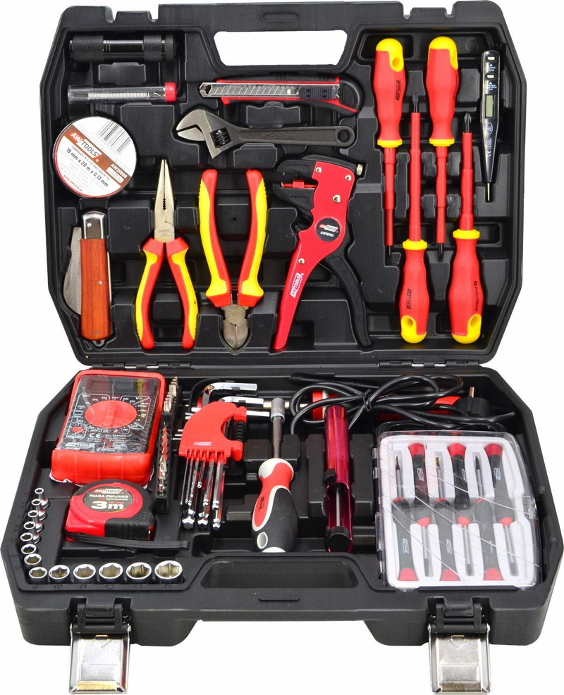 Set veglash elektricisti AWTools AWTOOLS, 68 pjesë, me valixhe, shumëngjyrëshe
