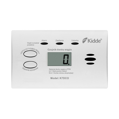 Detektor monoksidi karboni Kidde K7DCO, me ekran, i bardhë