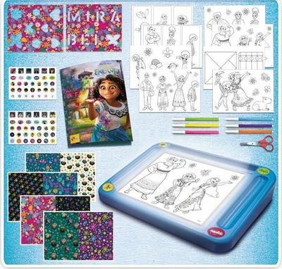 Set vizatimi Lisciani Encanto Drawing School, tabelë me drita LED, me aksesorë, shumëngjyrëshe