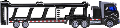 Kamion lodër me telekomandë Super Truck RC0565, 27MHz, me rimorkio transportuese, i zi