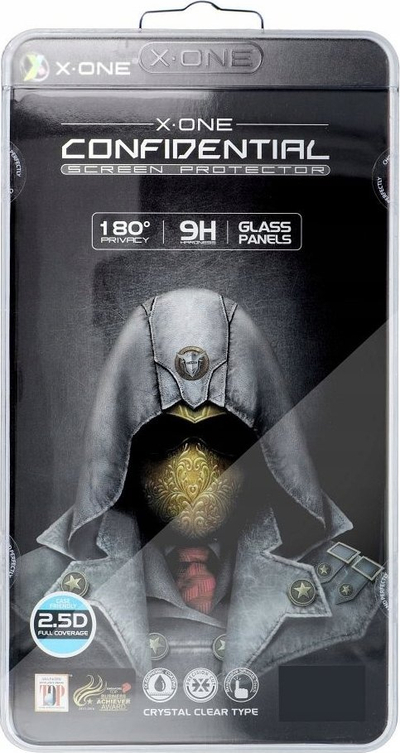 Xham mbrojtës X-One Confidential, privacy, Full Cover, për iPhone 16 Pro, i zi