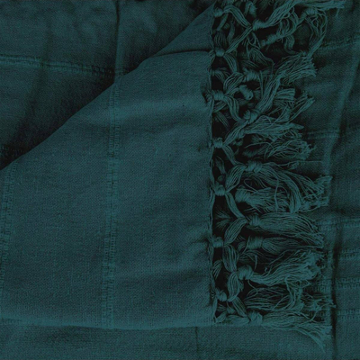 Mbulesë shtrati me perçe, 160 x 220 cm, material i butë, blu teal
