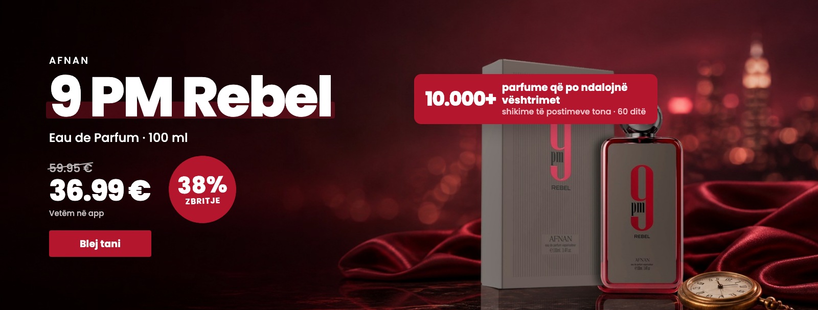 Eau de Parfum Afnan 9 PM Rebel, 100 ml