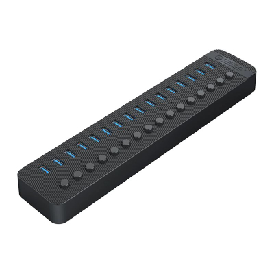 Hub USB Orico CT2U3-16AB, 16 porta USB-A 3.0, me çelësa më vete për çdo port, ngjyrë e zezë