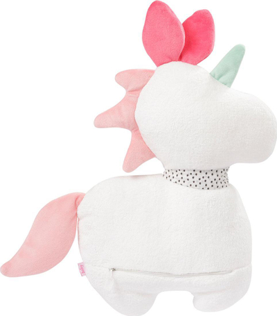 Lodër pelushi Fehn Aiko &amp; Yuki Unicorn, me batanije, 48cm, e bardhë
