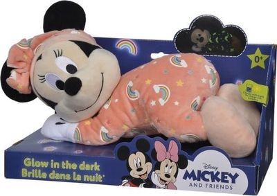 Kukull pelushi Disney Minnie që ndriçon në errësirë, 30 cm, rozë