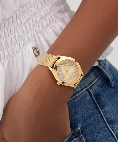 Orë grash Guess Ladies Gold Tone Analog GW0835L2, e artë