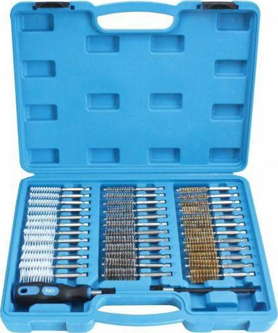 Set furça pastrimi për fole injektorësh, 1/4", dorezë dhe zgjatues, në kuti plastike blu