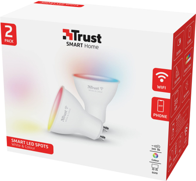 Llambë inteligjente Trust Smart WiFi LED GU10, RGB dhe dritë e bardhë, set 2 copë