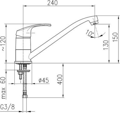 Rubinet kuzhine KFA Krzem 4213-915-00, njëndarës, krom