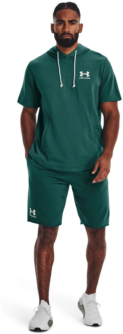 Кратки панталони за мажи Under Armour Rival Terry Lounge, мек памук, со џебови, зелени
