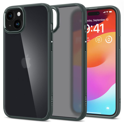 Mbështjellës për iPhone 15 Spigen Ultra Hybrid, i gjelbër