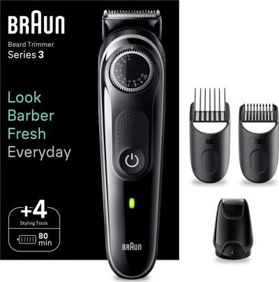 Trimmer për mjekër Braun BT3440, 80 min autonomi, i zi