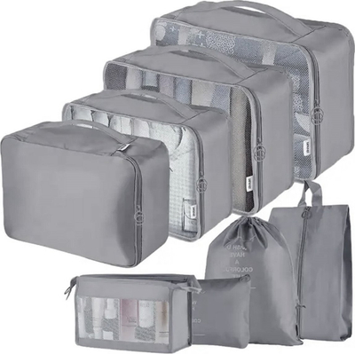 Set organizuesh udhëtimi Aptel, 8 pjesë, poliester, gri
