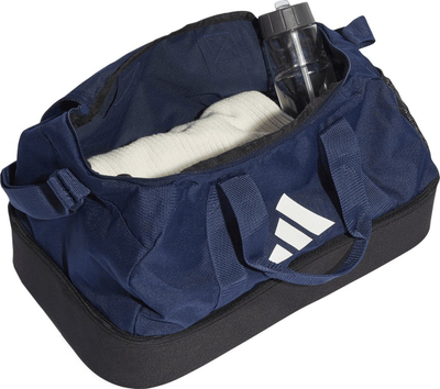Çantë sportive Adidas Tiro Duffel Bag BC S IB8649, e vogël, material poliester, blu navy