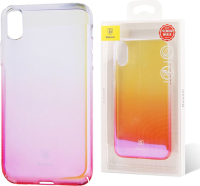 Kuti telefoni Baseus Glaze për iPhone X, e butë, transparente, rozë me gradient