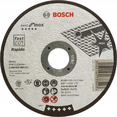 Disk prerës Bosch Best for Inox Rapido, 125mm, 0.8mm, për inox