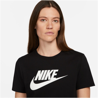Bluzë Nike Sportswear Essentials Logo për femra, pambuk, e zezë
