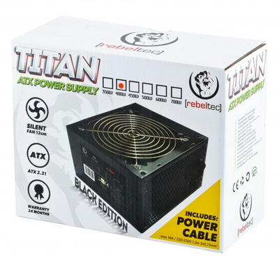 Furnizim energjie Rebeltec Titan, 600W, ventilator 120mm, i zi