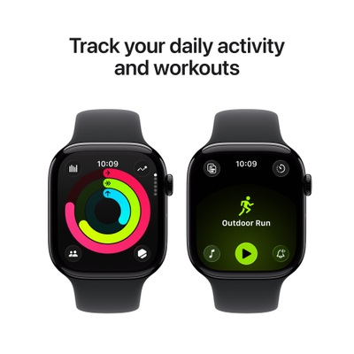 Apple Watch Series 11 GPS 42mm Jet Black Aluminium Case with Black Sport Band, M/L