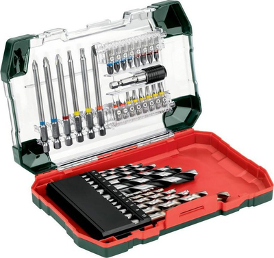 Сет на битови Metabo Drill Roll up Pouch 35 парчиња, магнетен држач, касета за чување