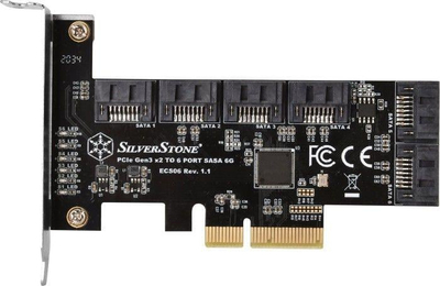 Kartë kontrolli SATA SilverStone ECS06, 6 porta SATA 6Gb/s, PCI Express Gen3 x2, e zezë