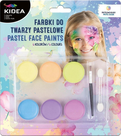Bojë fytyre pastel KIDEA, 6 ngjyra, për kalamaj