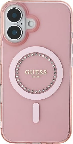 Mbulesë telefoni Guess GUHMP16XPFTDTEP për iPhone 16 Pro Max 6.9", me MagSafe, rozë