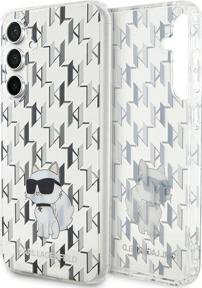Kapak telefoni Karl Lagerfeld për Samsung Galaxy S23 FE, transparent, me motiv Monogram Choupette