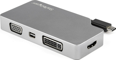 Adapter video USB C StarTech 4 në 1, HDMI mDP VGA DVI, 4K, gri metalik