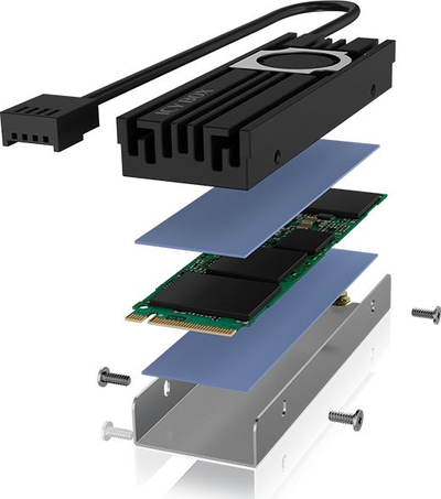 Ftohës SSD Icy Box IB-M2HSF-702, për M.2 2280, me ventilator, i zi