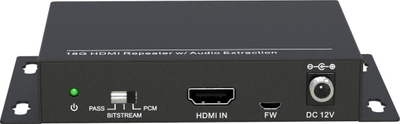 Përforcues video HDMI Vivolink VL120008, audio extractor, metalik, i zi