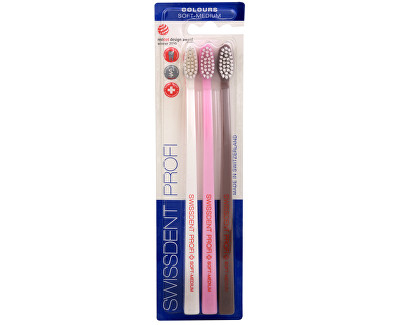 Furça dhëmbësh Swissdent Extra Soft 2+1, bardhë/rozë/kafe