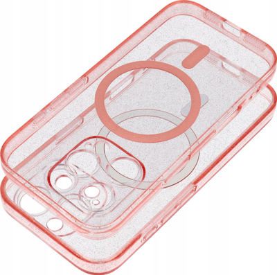Mbrojtëse telefoni Clear Mag Cover për Samsung S25 Plus, MagSafe, transparente rozë me shkëlqim